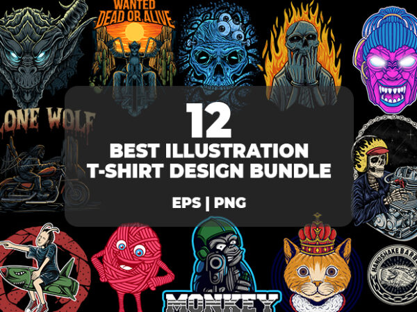 12 best illustration t-shirt design bundle