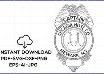 Captain Arcadia Hose Co.Newark.N.Y,Captain,american flag police,american flag,american police t shirt vector file