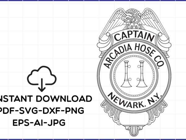 Captain arcadia hose co.newark.n.y,captain,american flag police,american flag,american police t shirt vector file