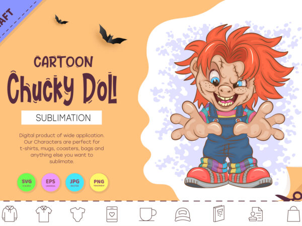 Halloween mascot chucky doll. t-shirt.