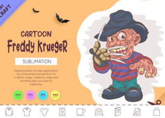 Halloween Mascot Freddy Krueger. T-Shirt.