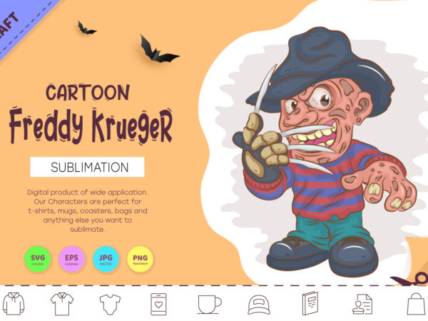 Halloween mascot freddy krueger. t-shirt.