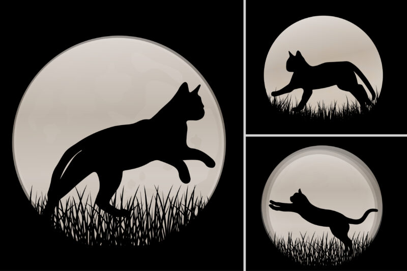 Cat Dog Sunset Graphic Background for T-Shirt Design