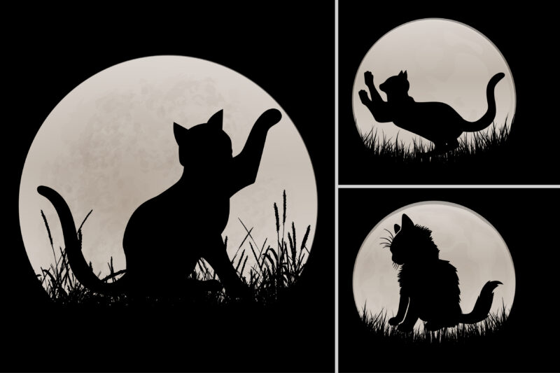 Dog Cat Sunset T-Shirt Design Graphic Bundle