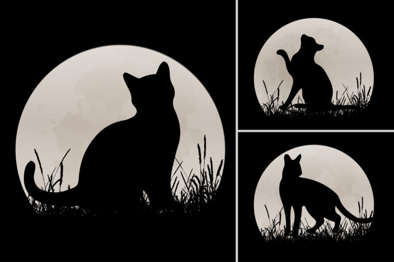 Cat Dog Sunset T-Shirt Graphic Vector