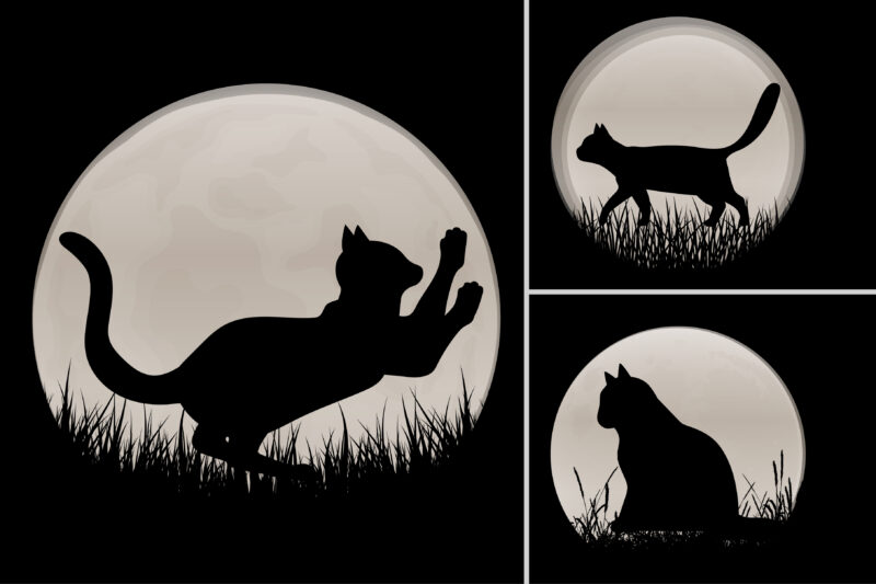 Cat Dog Sunset Graphic Background for T-Shirt Design