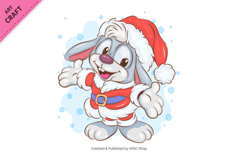 Christmas Cartoon Bunny. Clipart.