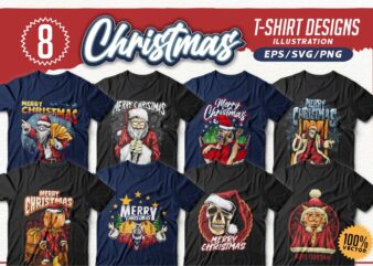 Christmas T-shirt Designs, Christmas Illustration Vector, Funny Christmas Bundle, Christmas Vector T shirt Design