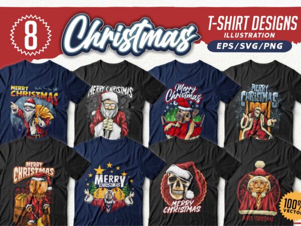 Christmas t-shirt designs, christmas illustration vector, funny christmas bundle, christmas vector t shirt design
