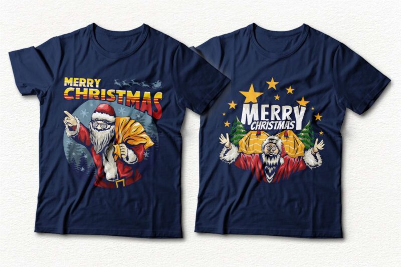 Christmas T-shirt Designs, Christmas Illustration Vector, Funny Christmas Bundle, Christmas Vector T shirt Design