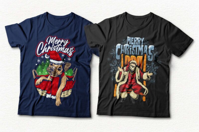 Christmas T-shirt Designs, Christmas Illustration Vector, Funny Christmas Bundle, Christmas Vector T shirt Design