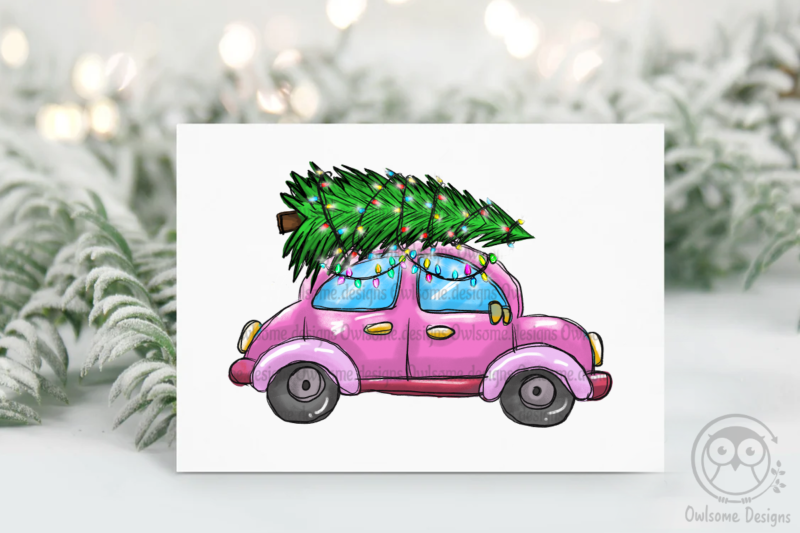 Christmas On Vintage Car PNG