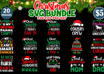 Christmas SVG Bundle, Christmas Bundle, Winter svg, Santa SVG, Holiday, Merry Christmas, Funny Christmas Shirt, Cut File Cricut, Christmas T-Shirt Bundle, Christmas Shirt, Christmas SVG Shirt Print Template, Christmas Cut