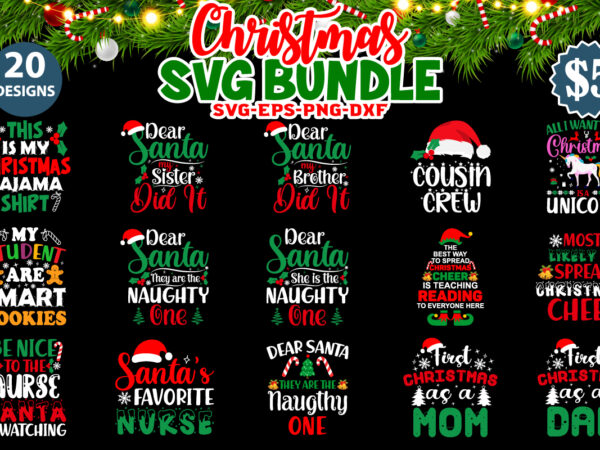 Christmas SVG Bundle Christmas Shirt SVG for Cricut Christmas Tee SVG  Bundle Digital Download 