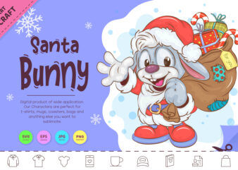 Christmas Santa Bunny. Clipart t shirt vector file