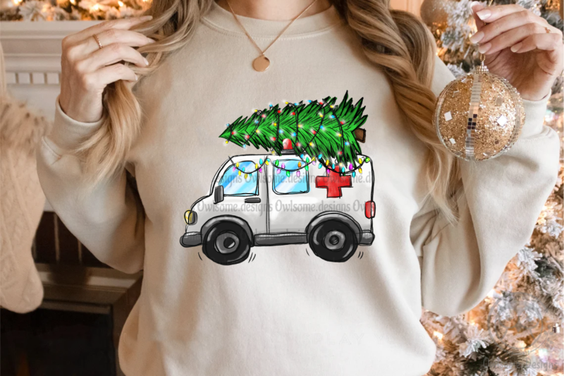 Christmas Tree On Ambulance Car PNG