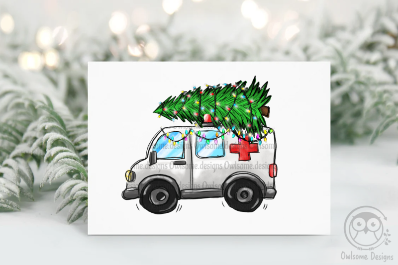 Christmas Tree On Ambulance Car PNG