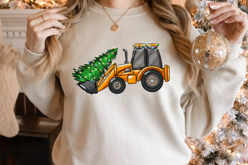 Christmas Tree On Backhoe Loader PNG