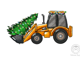 Christmas Tree On Backhoe Loader PNG t shirt vector file