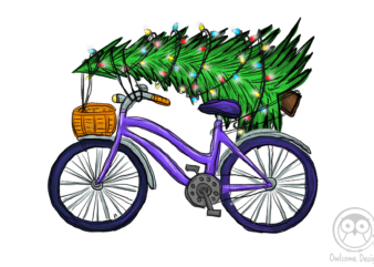 Christmas Tree On Bicycle PNG t shirt vector file