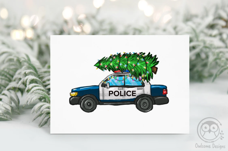 Christmas Tree On Police Car PNG