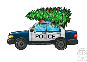 Christmas Tree On Police Car PNG t shirt vector file