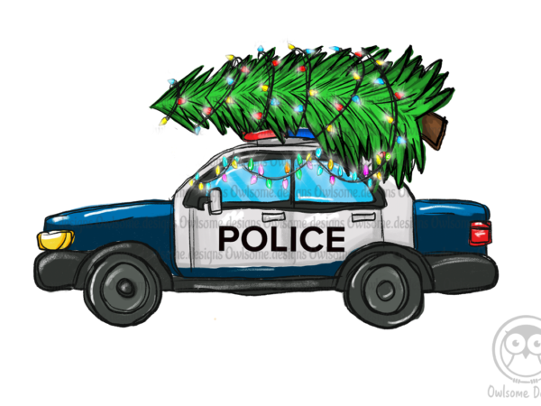 Christmas tree on police car png t shirt vector file