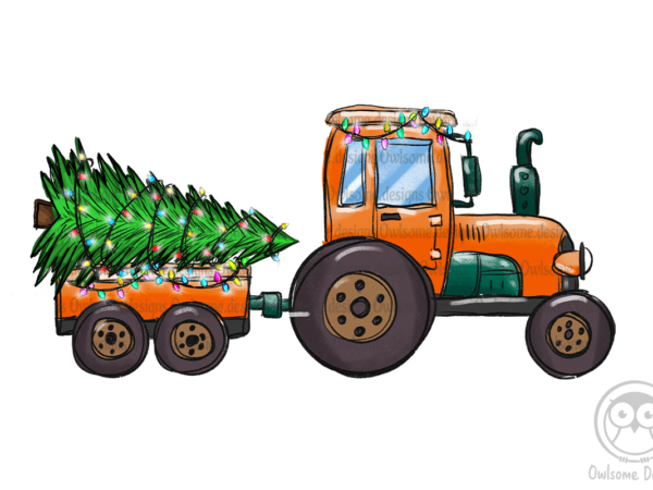 Christmas Tree On The Tractor PNG - Buy t-shirt designs