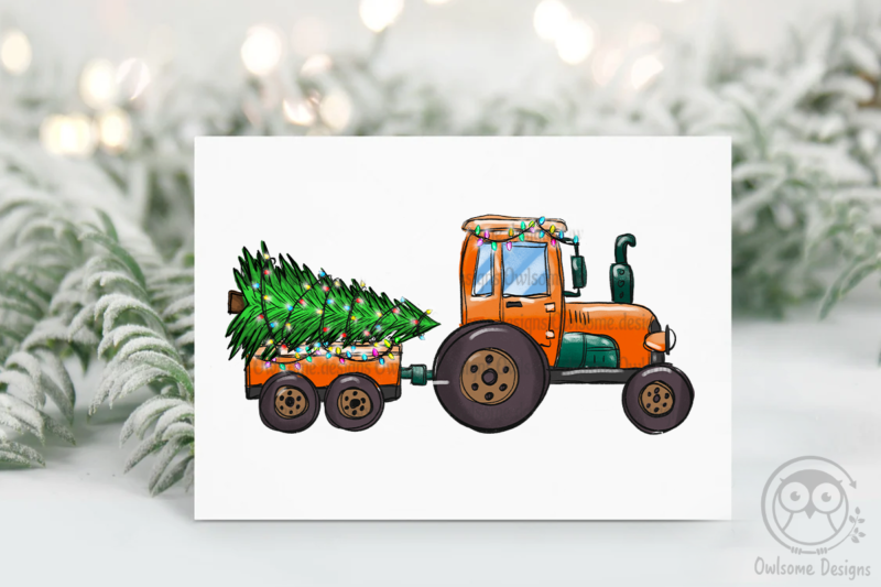 Christmas Tree On The Tractor PNG