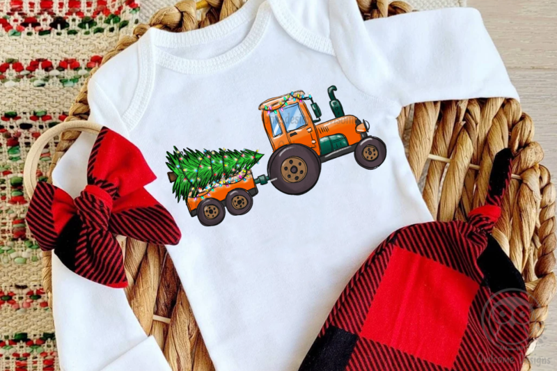 Christmas Tree On The Tractor PNG