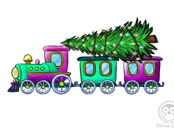Christmas tree on the train png t shirt vector file