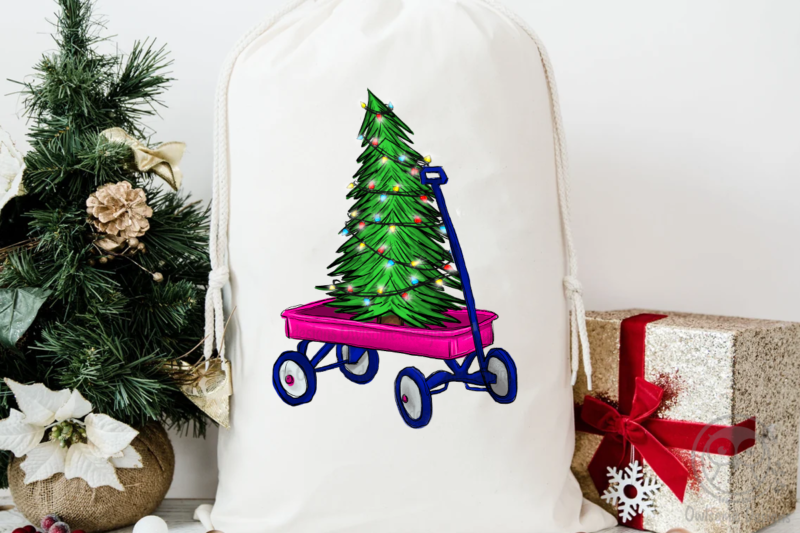 Christmas Tree On Wagon PNG