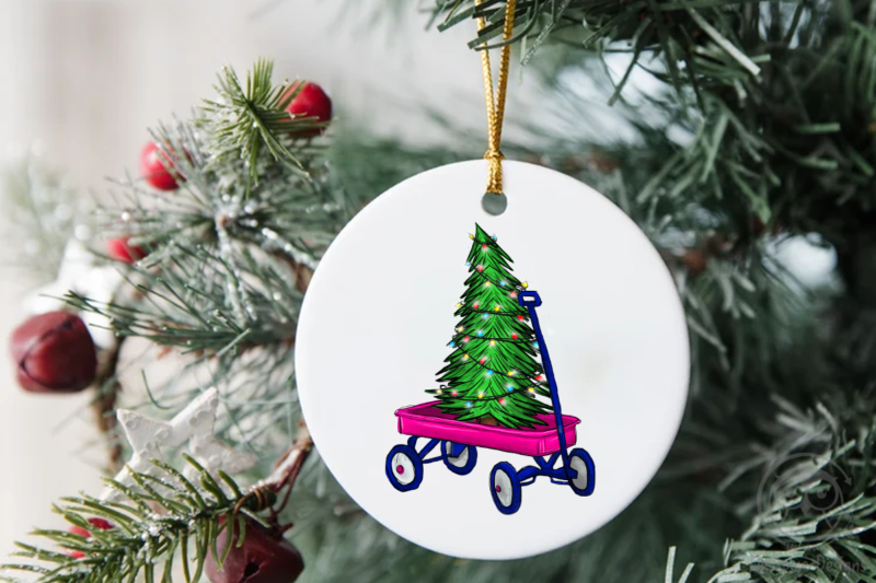 Christmas Tree On Wagon PNG