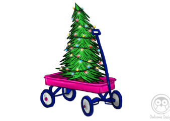 Christmas Tree On Wagon PNG t shirt vector file