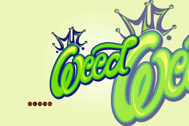 Crown weed hand lettering text svg