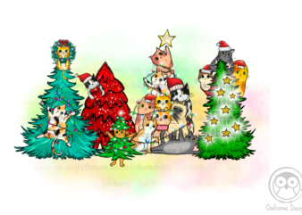 Cute Cat Christmas Tree PNG Christmas