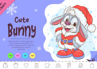 Cute Christmas Bunny. Clipart