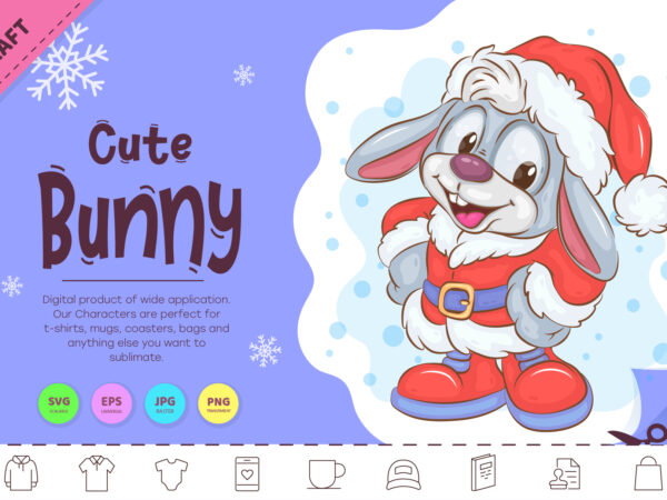 Cute christmas bunny. clipart t shirt vector file