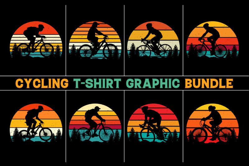 Cycling Retro Vintage Sunset T-Shirt Graphic Bundle,Cycling,Cycling T-Shirt Design Graphic,Cycling Retro Vintage Sunset,Cycling Sunset T-Shirt Graphic Vector,Cycling Sunset T-Shirt Design.T-Shirt Design Vector,T-Shirt Design Graphic,Cycling Silhouette,Cycling Vector,Cycling TShirt,Cycling T-Shirt Design