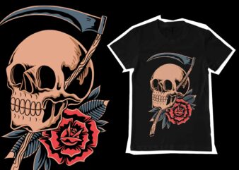 Death skull illustration t-shirt template