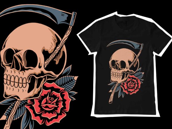 Death skull illustration t-shirt template