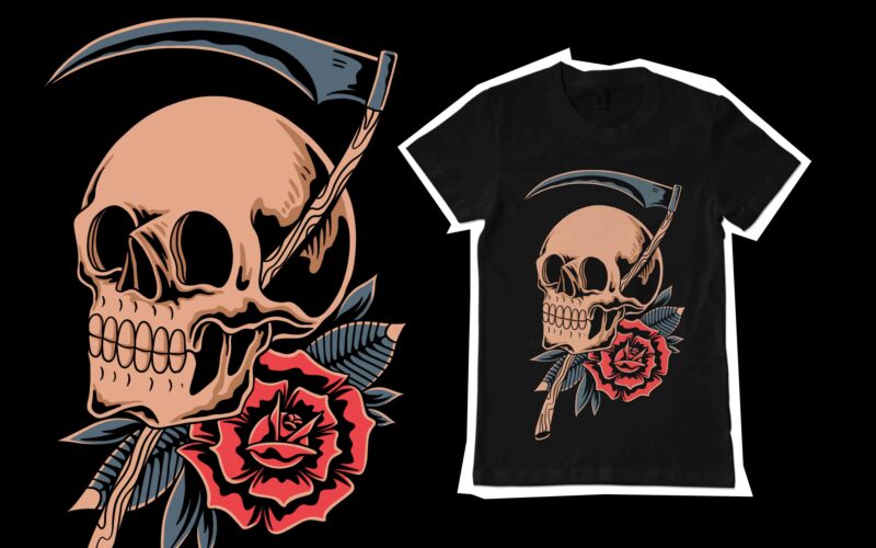 Death skull illustration t-shirt template