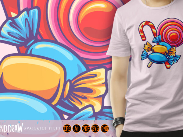 Delicious candy sweet lollipop svg t shirt vector illustration