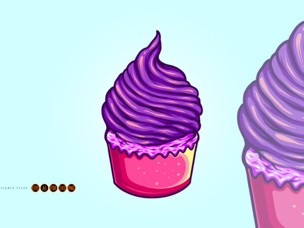 Delicious cute blueberry cupcake svg t shirt vector illustration