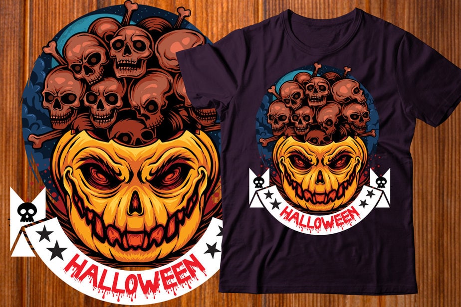 Halloween pumpkin mandala T shirt design