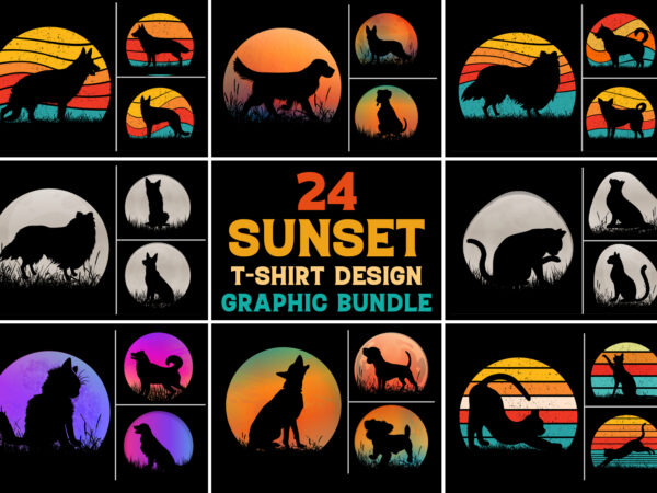 Dog cat retro vintage sunset background graphic for t-shirt design,dog cat,dog cat retro vintage sunset,dog cat sunset t-shirt graphic vector,dog cat sunset t-shirt design.t-shirt design vector,t-shirt design graphic,dog cat silhouette,dog