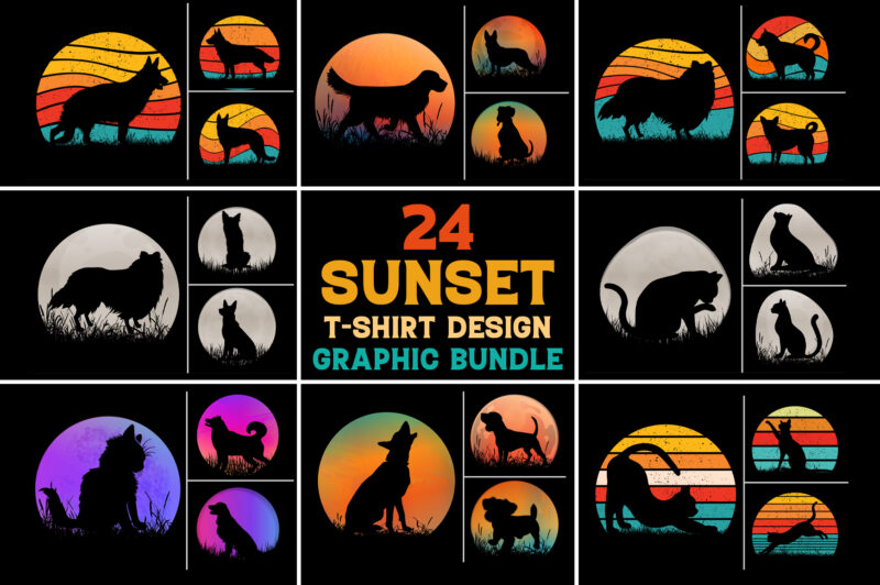 Dog Cat Retro Vintage Sunset Background Graphic for T-Shirt Design,Dog Cat,Dog Cat Retro Vintage Sunset,Dog Cat Sunset T-Shirt Graphic Vector,Dog Cat Sunset T-Shirt Design.T-Shirt Design Vector,T-Shirt Design Graphic,Dog Cat Silhouette,Dog