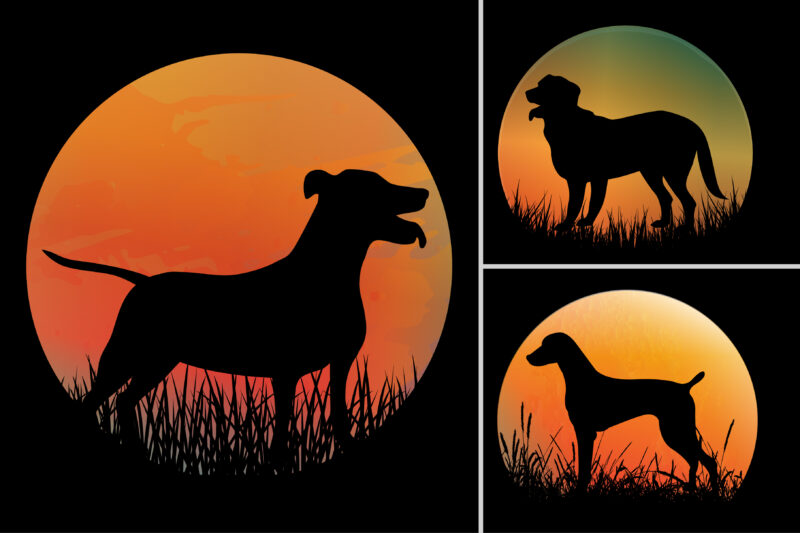 Retro Vintage Sunset T-Shirt Design Graphic Background Bundle