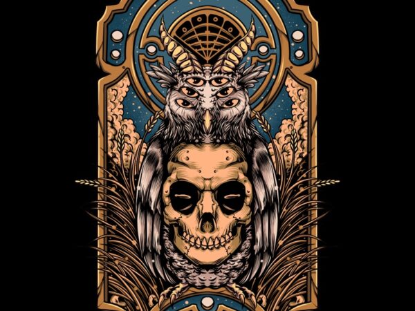 Owl and skull t shirt design online