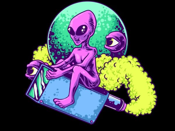 Alien vape t shirt vector